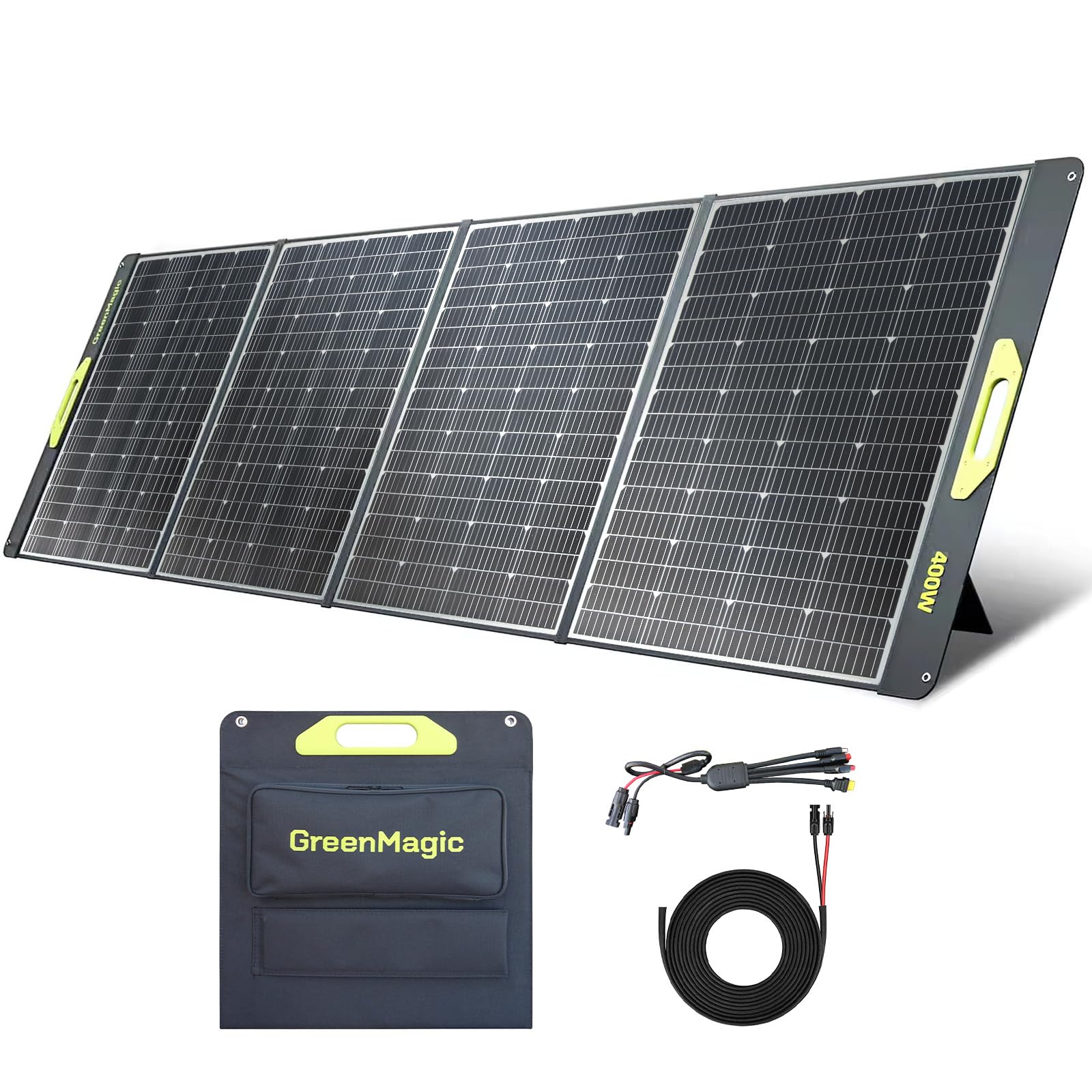 Greenmagic 400W front view open panel showing ports and layout, easy charging