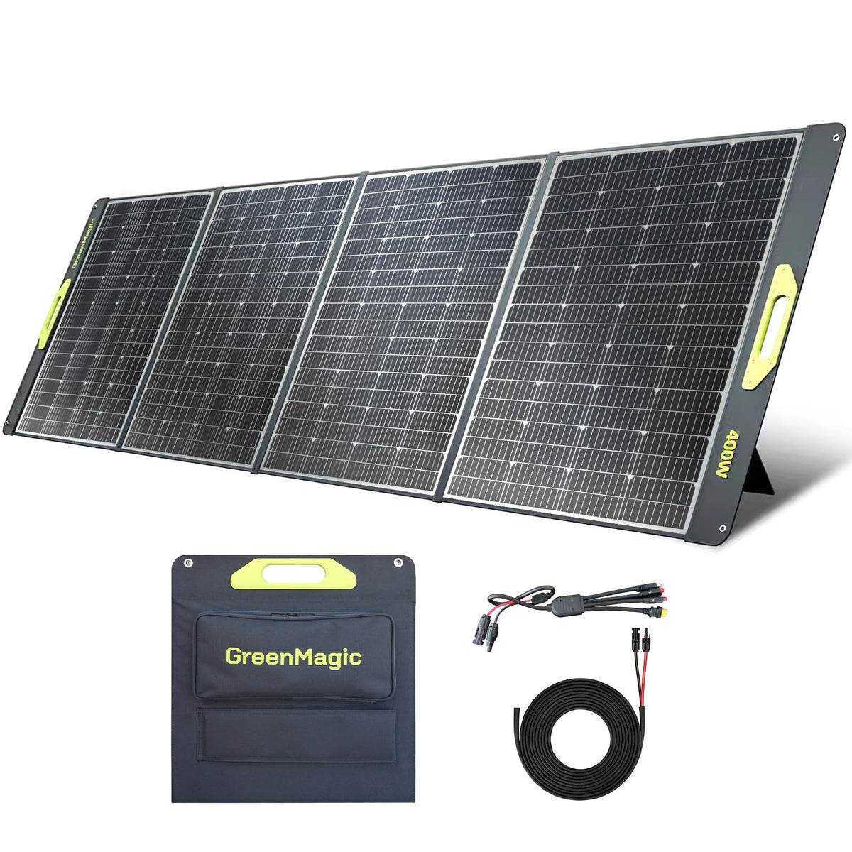 Greenmagic 400W front view open panel showing ports and layout, easy charging