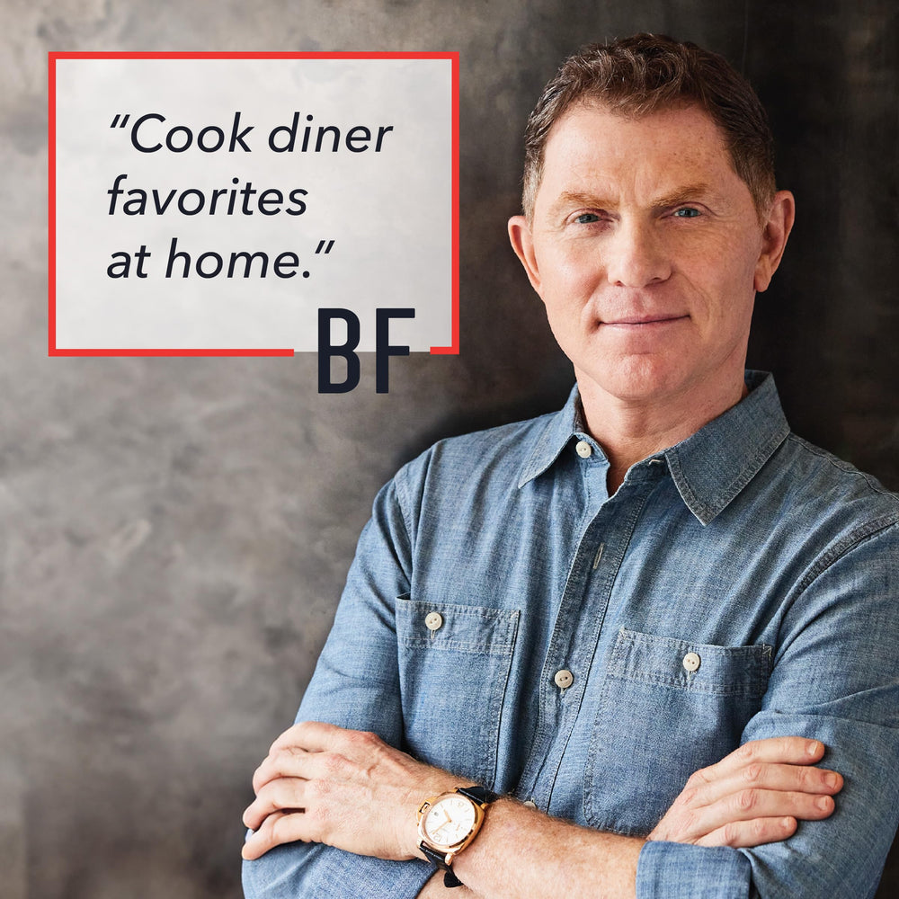 GreenPan Bobby Flay press on outdoor grill creating restaurant-quality sear at cookouts