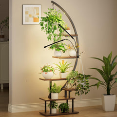 greenstell front full view showing tiers and grow lights for versatile display