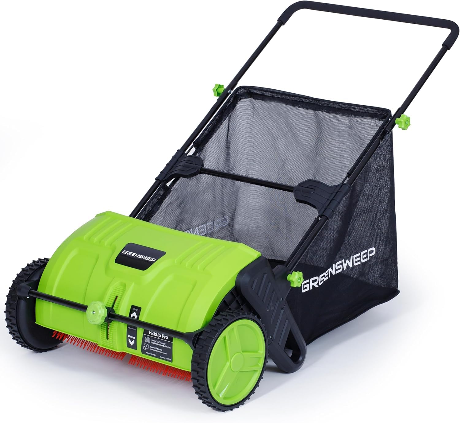 GreenSweep Pickup Pro V26 front view showing design and wide brush for faster cleanup