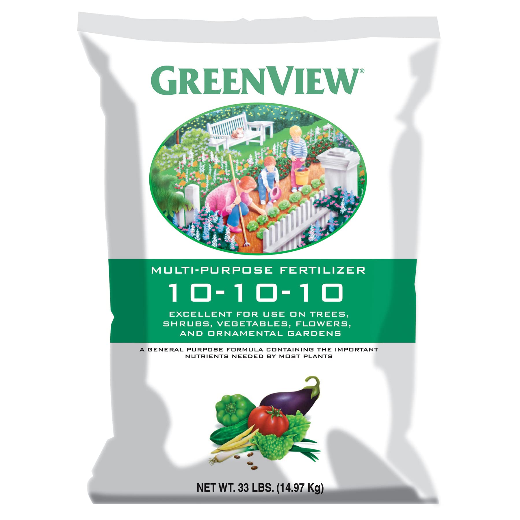 GreenView bag front view showing 33 lb packaging and clear benefit