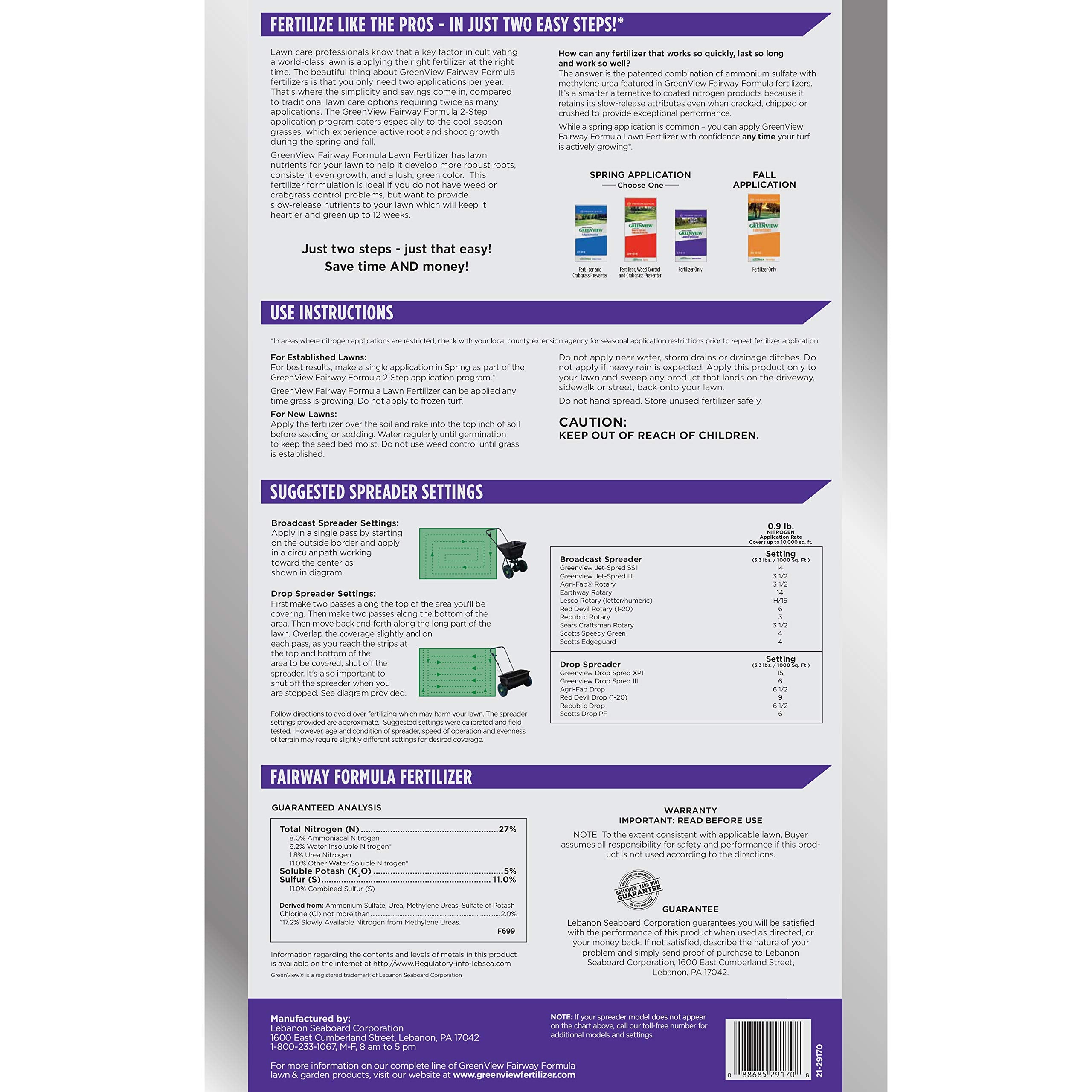 GreenView bag label close-up highlighting slow-release nitrogen benefits