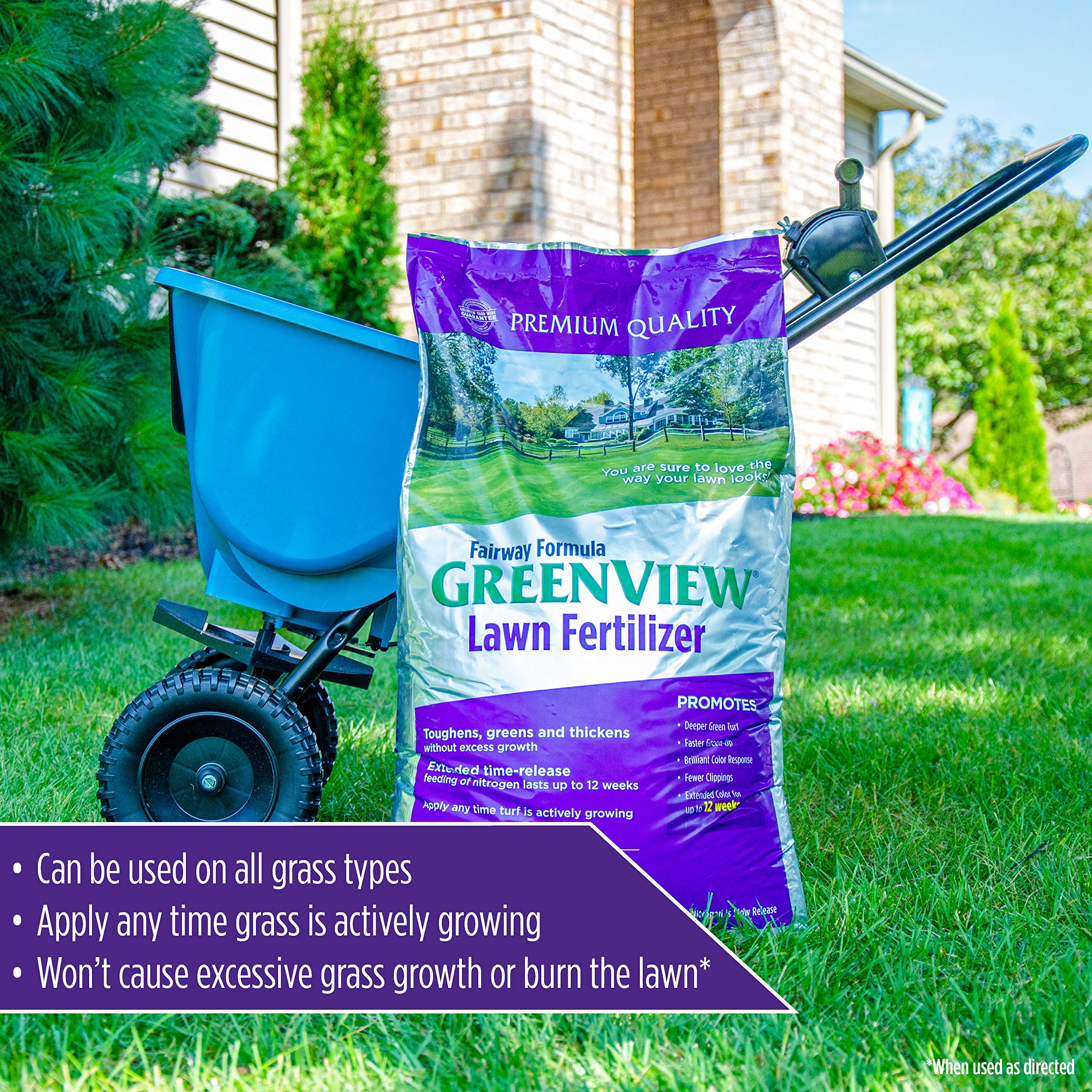 GreenView being applied with a spreader for even turf nutrition