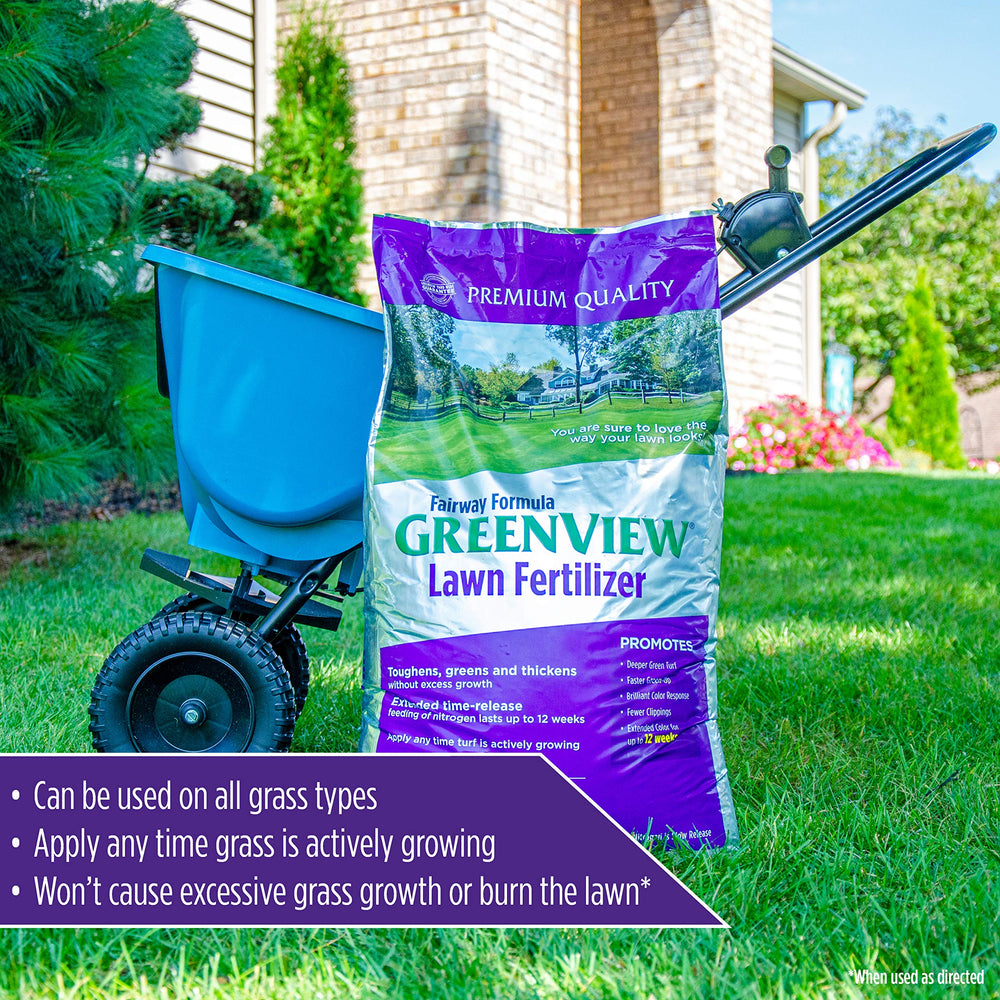 GreenView being applied with a spreader for even turf nutrition