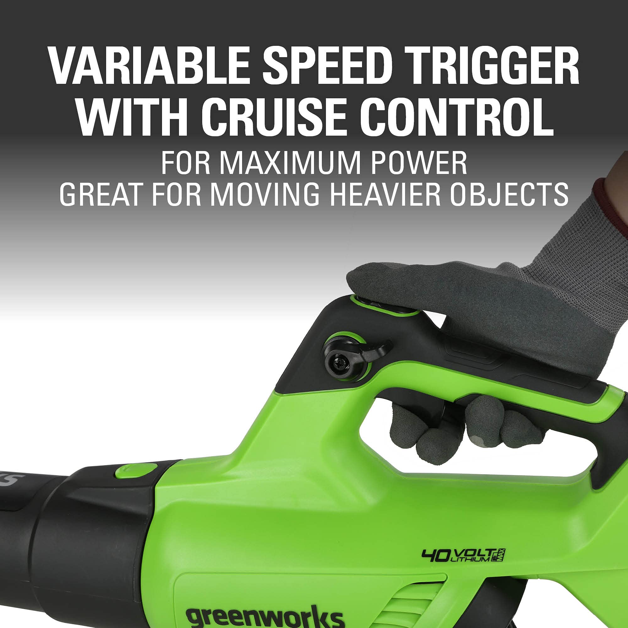 Greenworks 2.5Ah battery and charger included for quick start advantage
