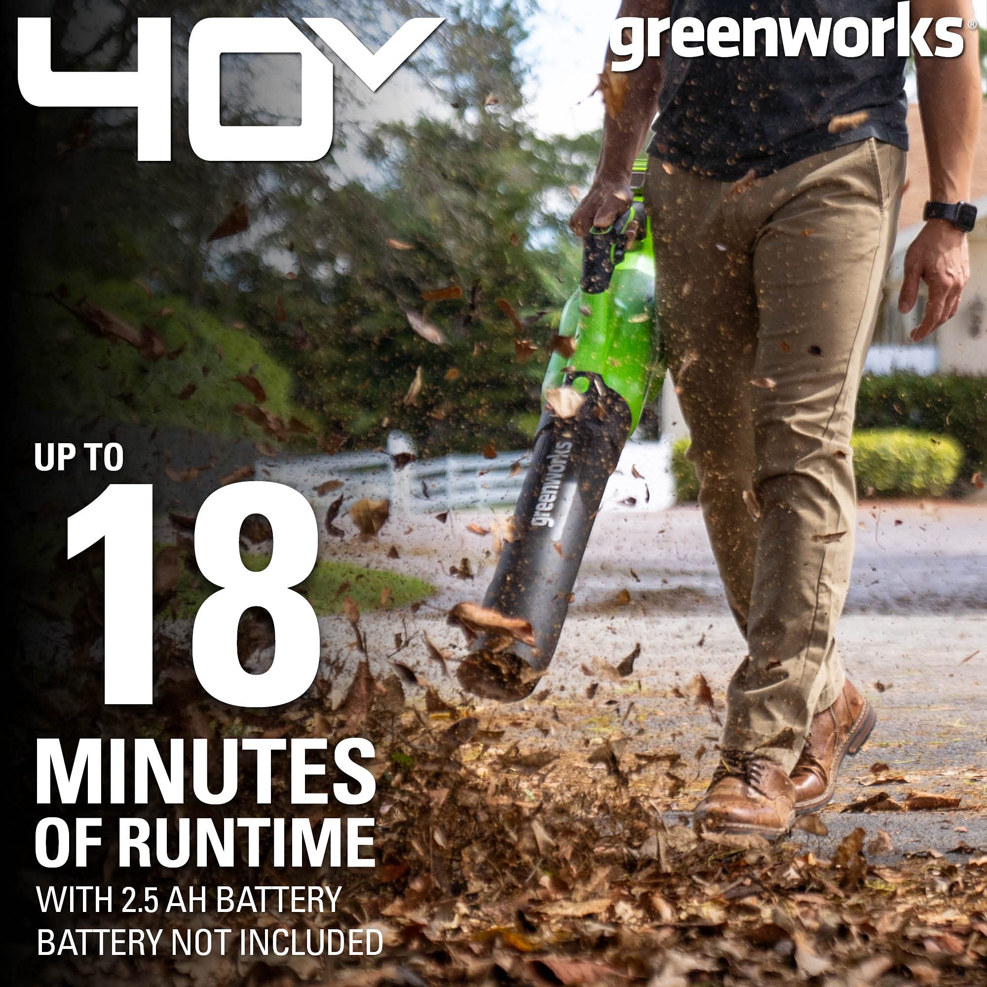 Greenworks concentrator nozzle close-up for precise clearing in corners