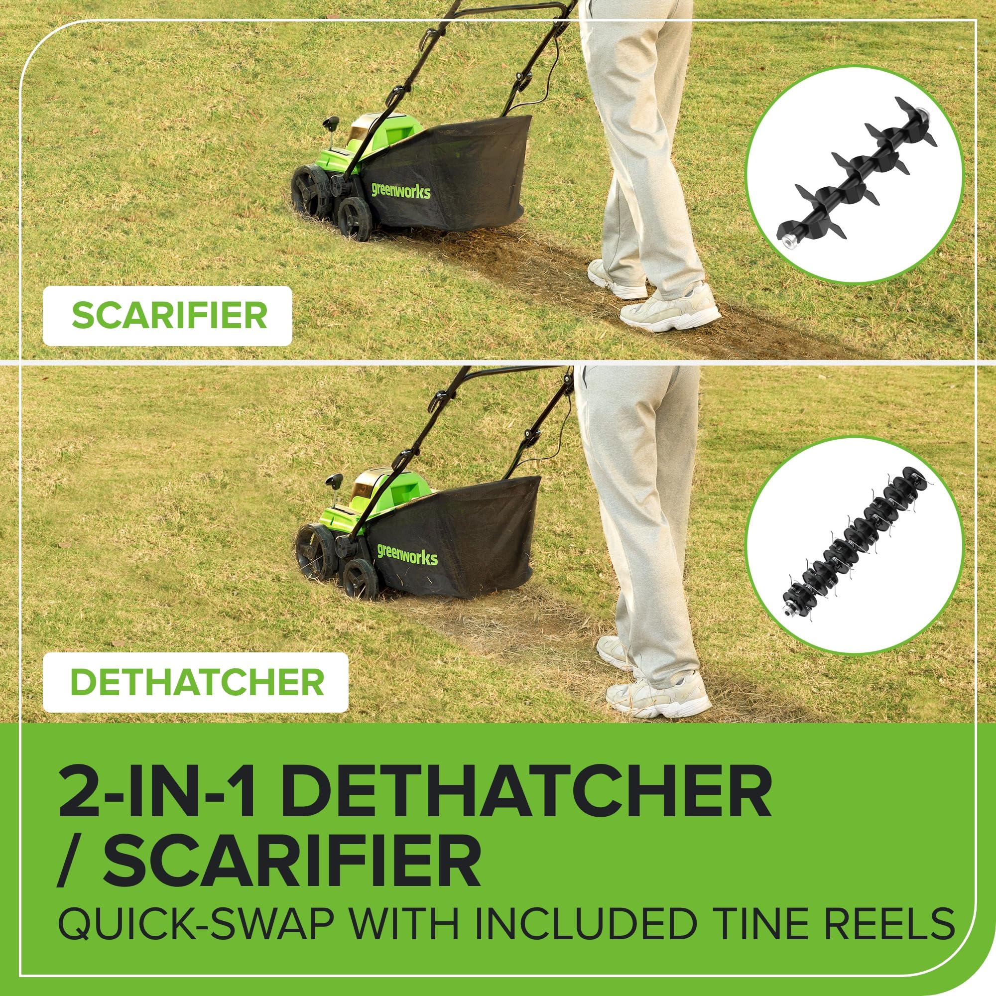 Greenworks 40V side profile emphasizing lightweight maneuverability