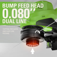 Greenworks side profile without battery showing easy storage benefit