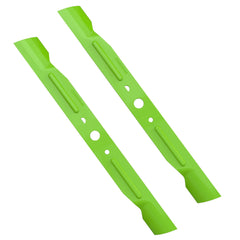 Greenworks 42-inch blades front view showing durable steel and improved bagging benefit