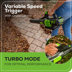 Greenworks concentrator nozzle close-up for precise high-speed debris targeting