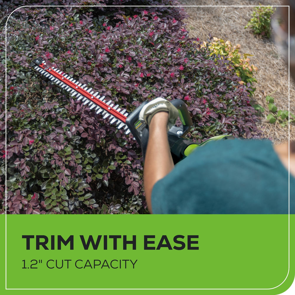 Greenworks ergonomic side profile showing comfortable handle grip