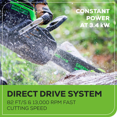 Greenworks 82V 4.0Ah battery and charger showing quick swap convenience