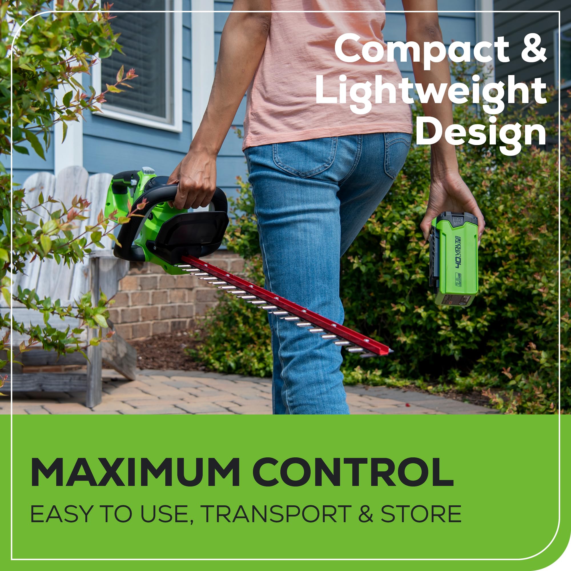 Greenworks cushioned auxiliary handle grip giving comfort and better control
