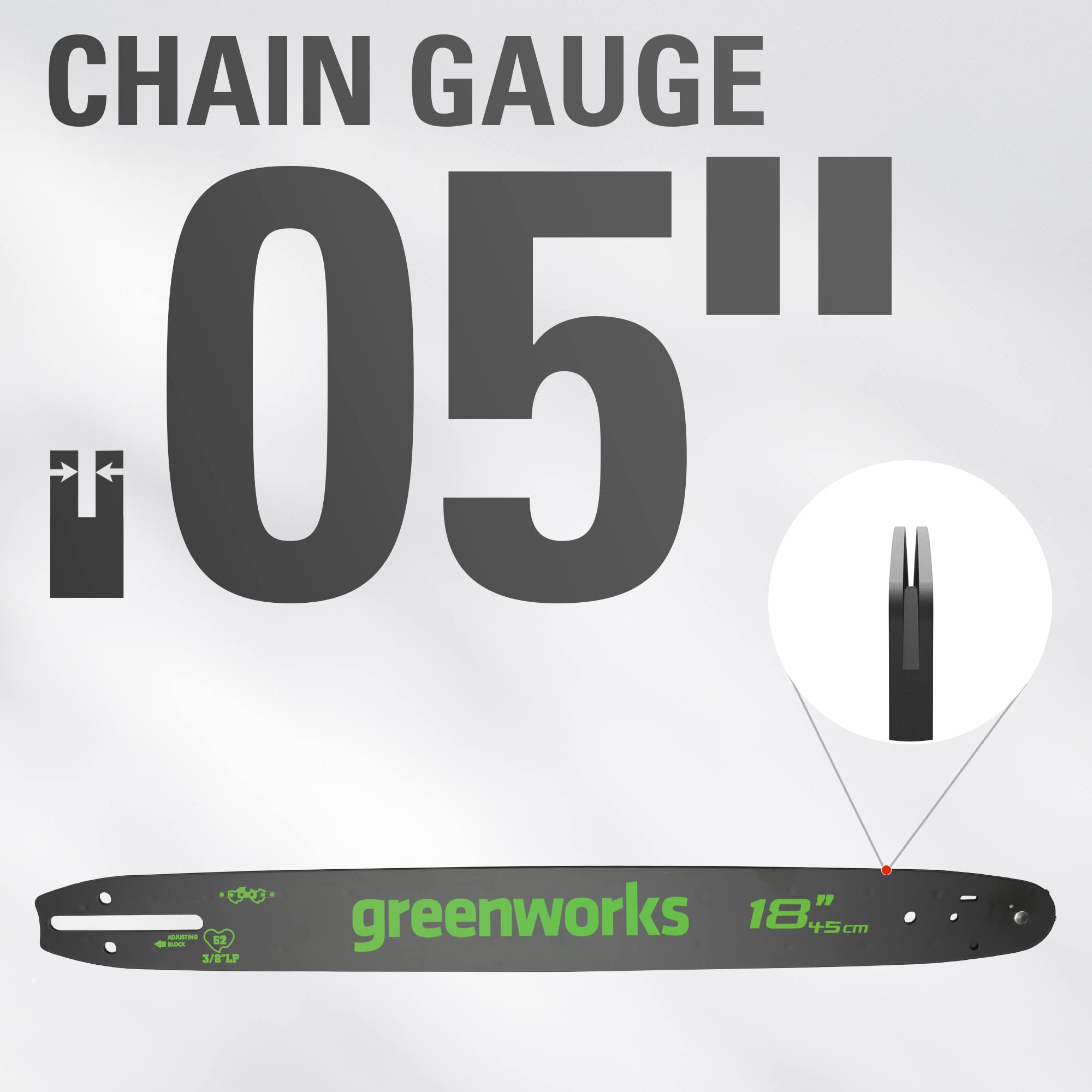 Greenworks bar and chain installed on saw for reliable fit and performance