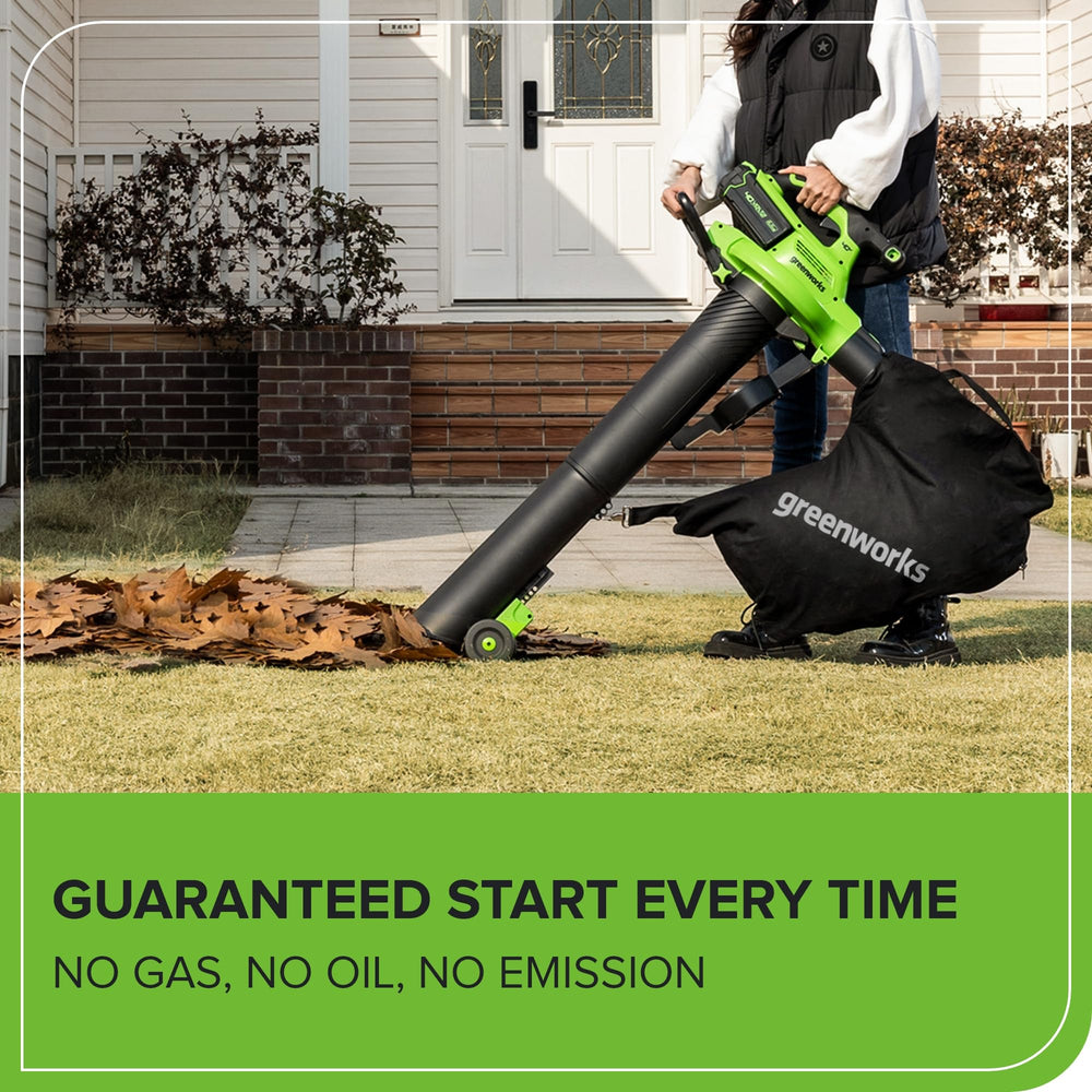 Greenworks close-up of nozzle and airflow port highlighting durable construction and power