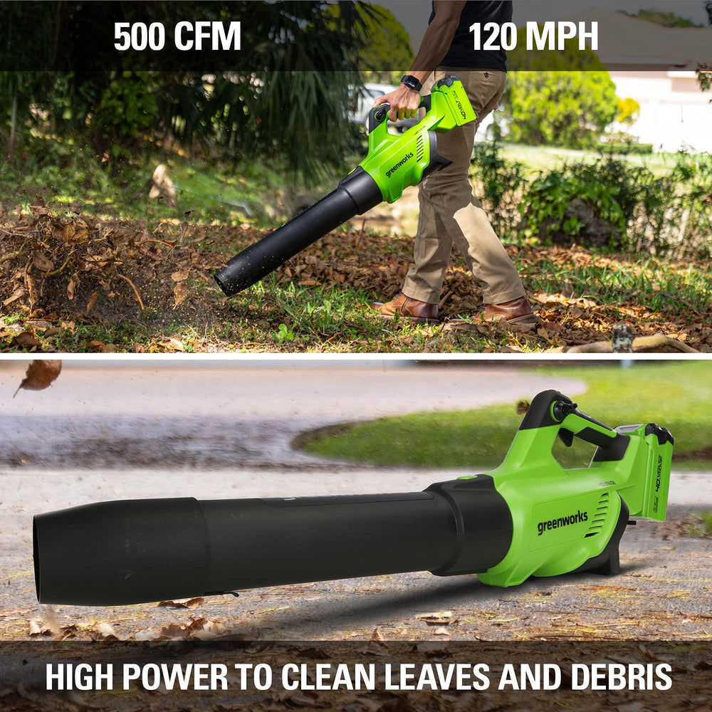 Greenworks close-up of pivoting nozzle showing precise directional control