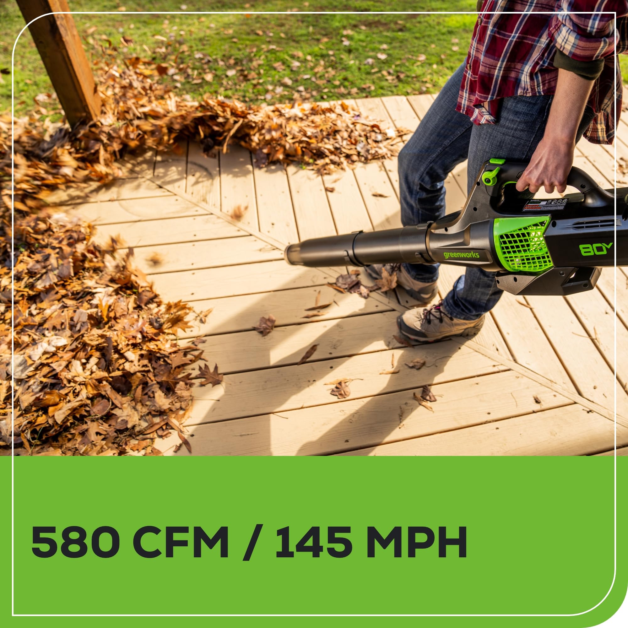 Greenworks side profile with handle highlighting ergonomic comfort