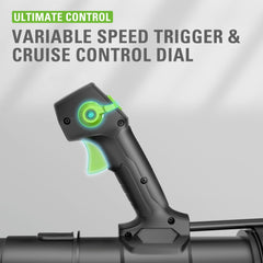 Greenworks blower tube and nozzle close-up for targeted debris control