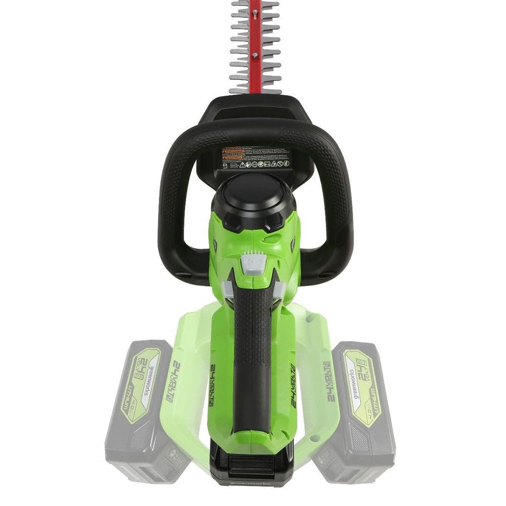 Greenworks charger and accessories laid out showing what's included