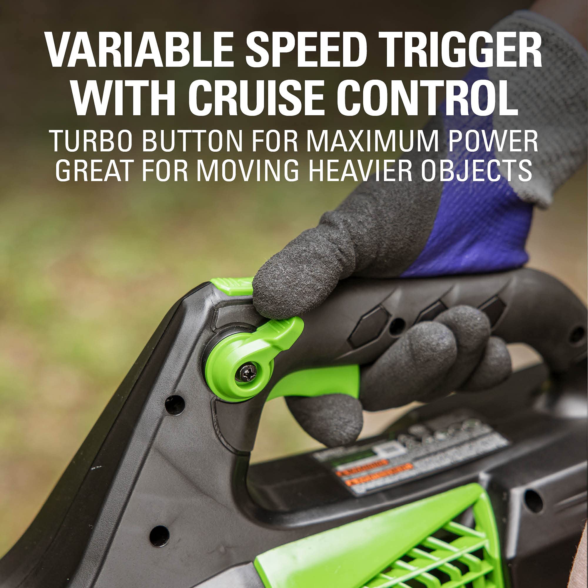 Greenworks charger with battery showing fast recharge and readiness benefit