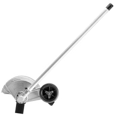 Greenworks hardened steel blade close-up demonstrating long-lasting cutting performance
