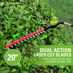 Greenworks combo kit full length showing reach and cordless convenience