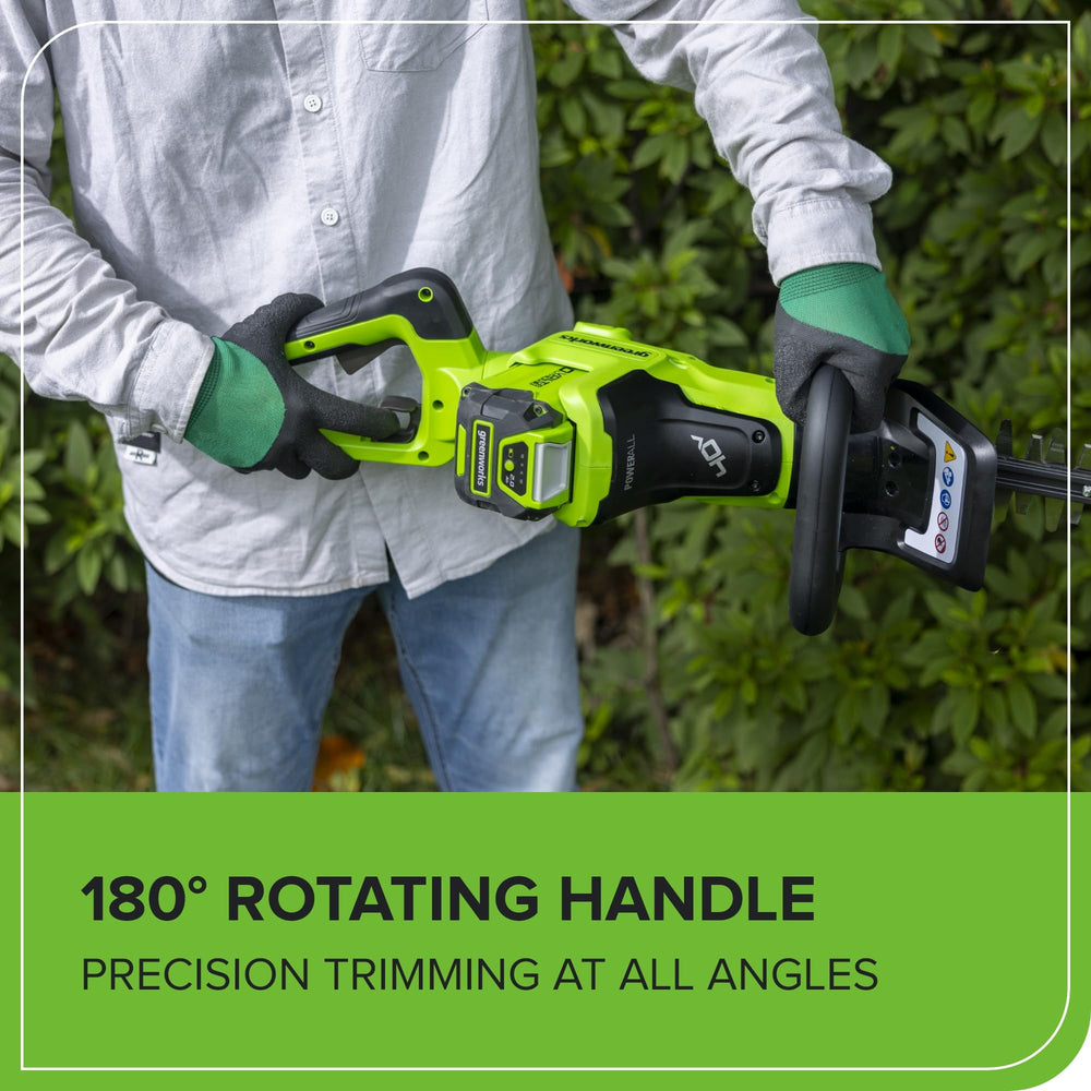 Greenworks cutting a 1-inch branch showing powerful cut capacity benefit