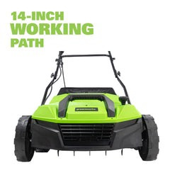 Greenworks shot of depth adjustment selector for precise tine control