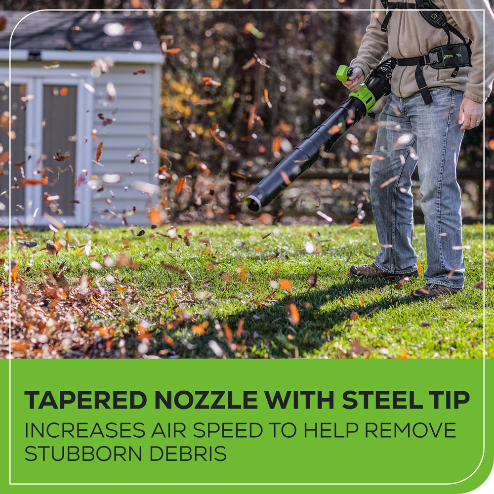 Greenworks dual 8.0Ah batteries with charger for longer continuous use