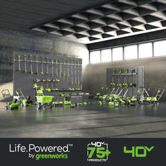Greenworks depth adjustment detail enabling fast tool-less setup