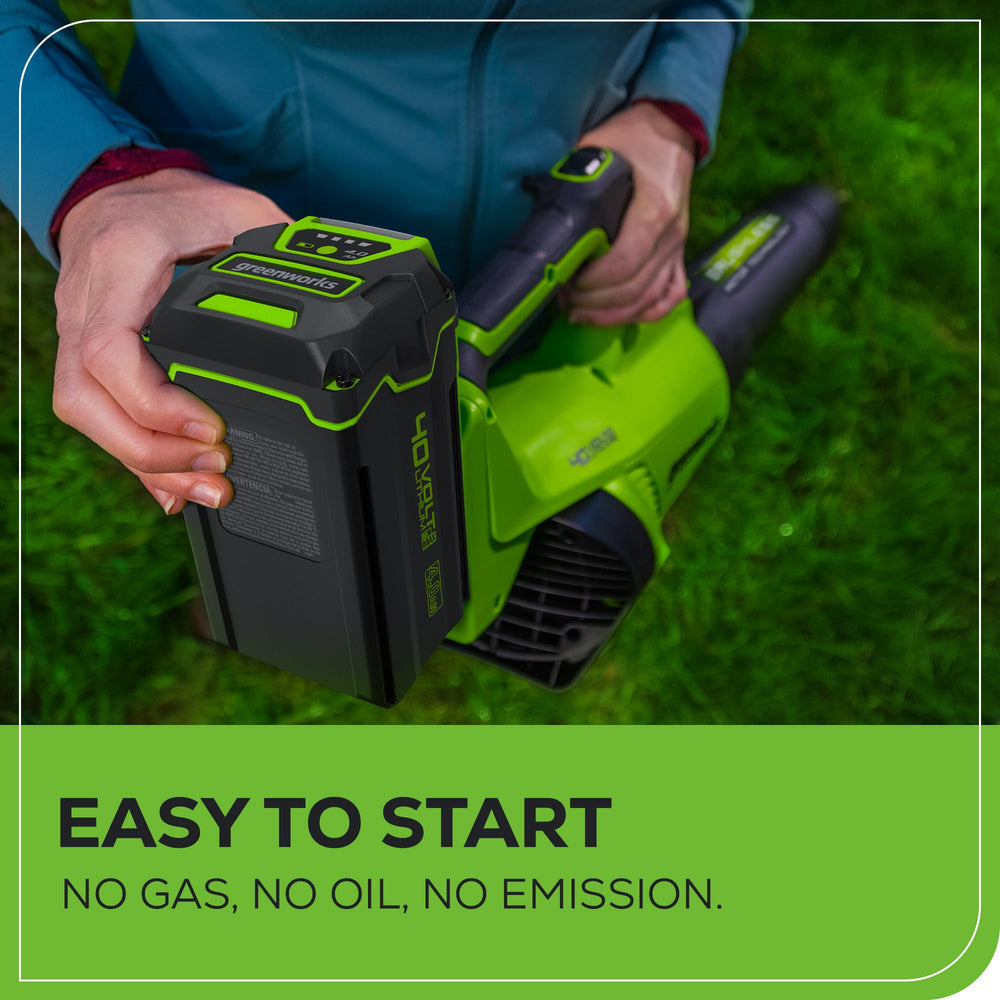 Greenworks ergonomic grip with trigger for comfortable, low-fatigue use