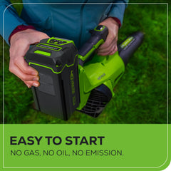Greenworks ergonomic grip with trigger for comfortable, low-fatigue use