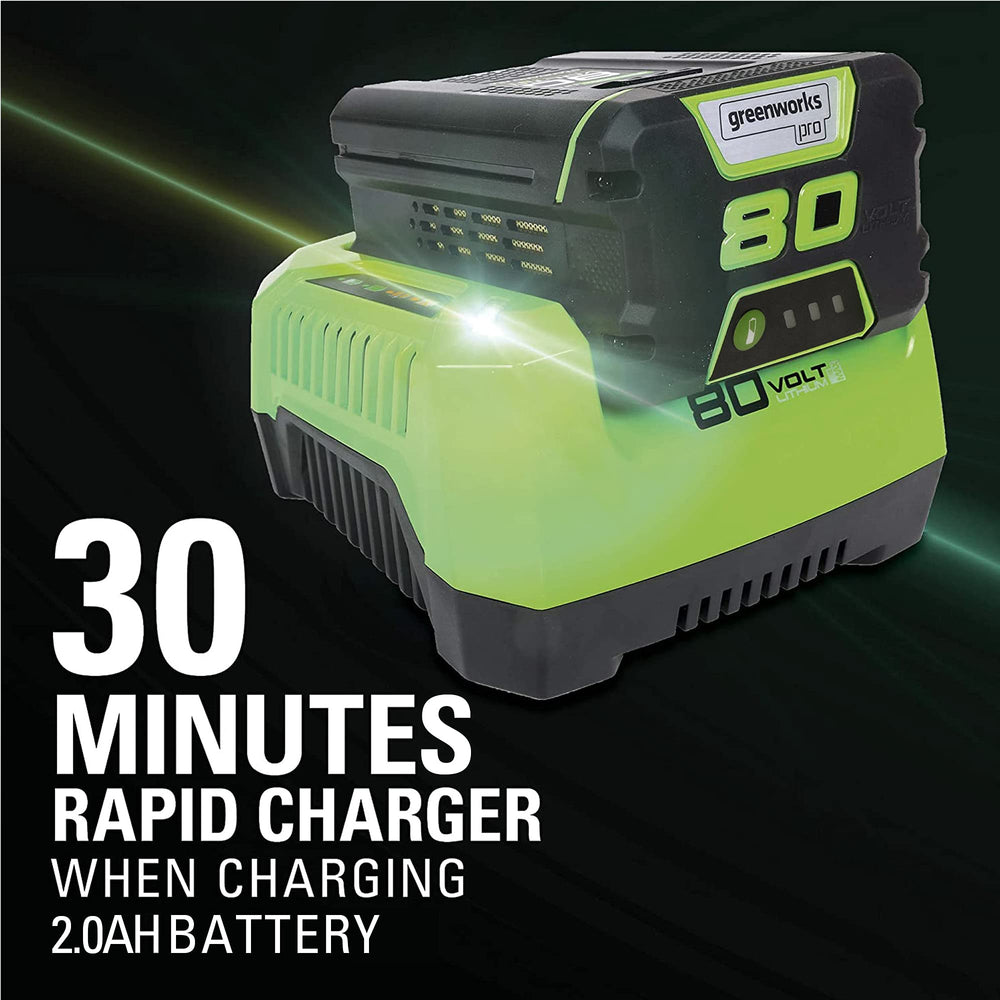 Greenworks GCH8040 mounted in a work truck demonstrating portable charging on site