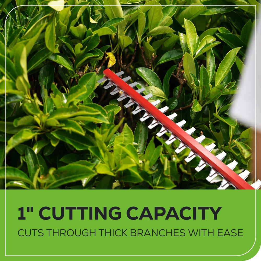 Greenworks ergonomic handle and controls close-up, comfortable grip and control