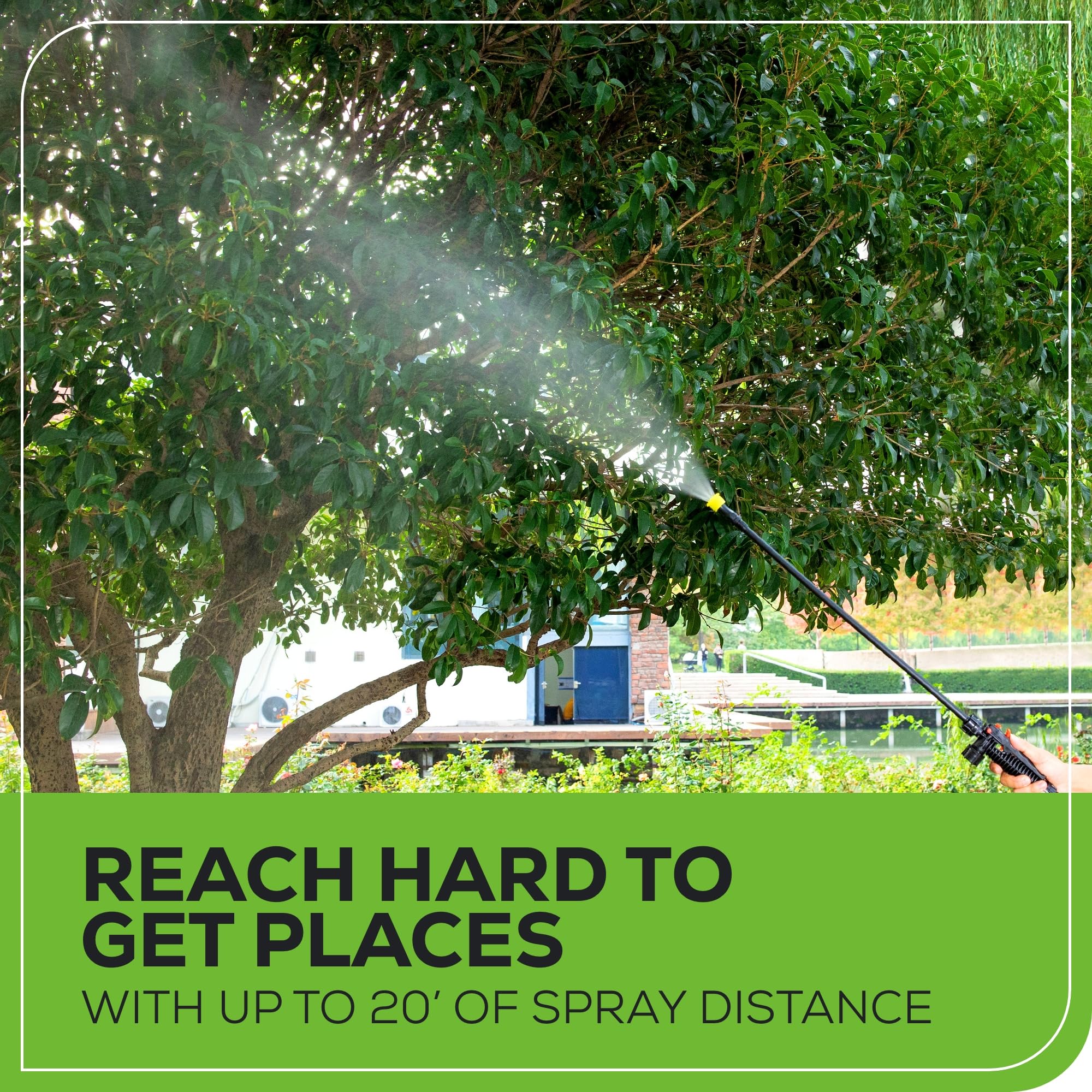 Greenworks durable lance and hose close-up for precise, long-range spraying