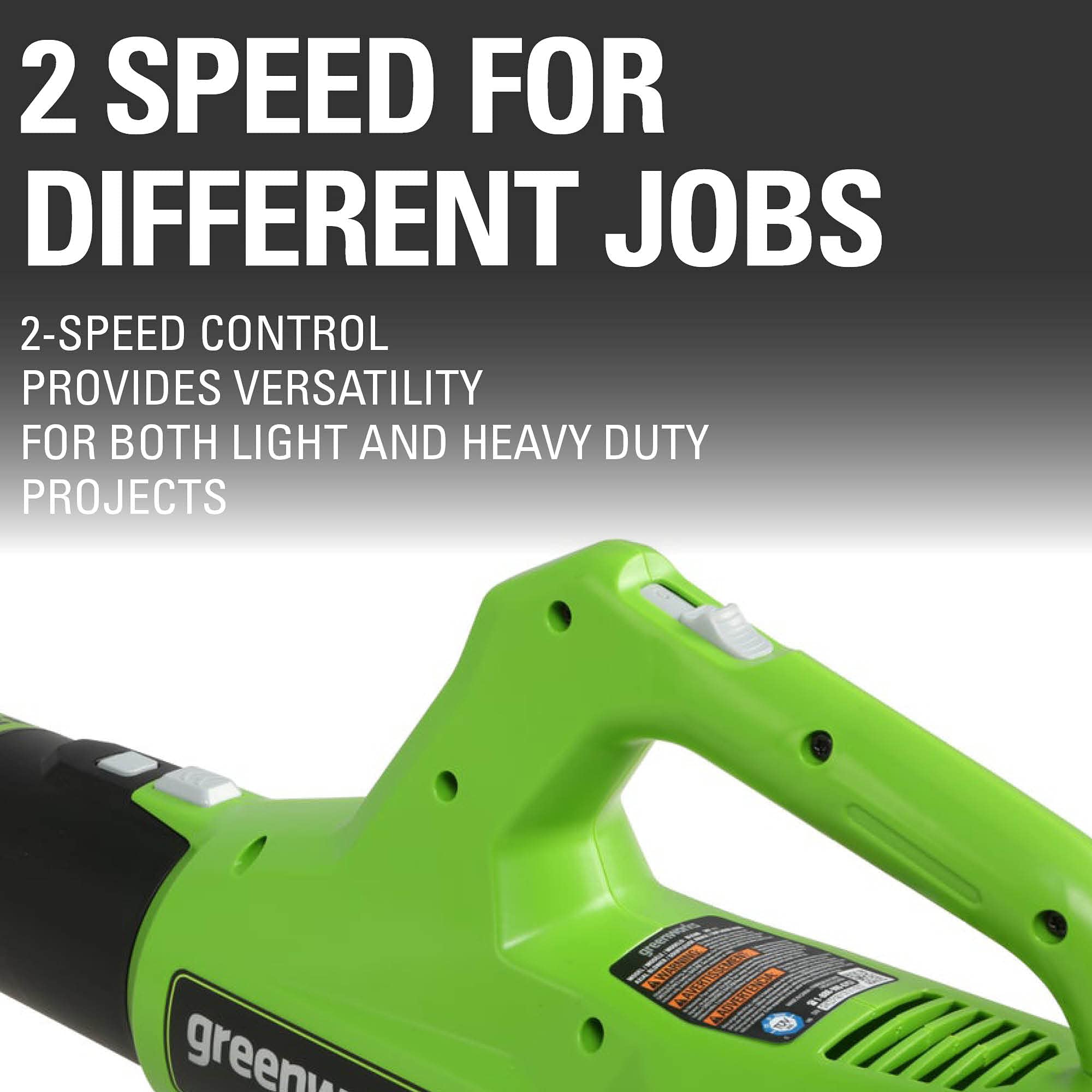 Greenworks lifestyle patio cleanup showing quiet cordless convenience