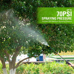 Greenworks sprayer worn on a user demonstrating comfortable double-padded shoulder straps