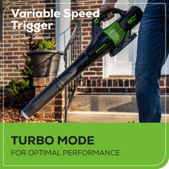Greenworks nozzle close-up showing durable finish and airflow efficiency