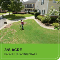 Greenworks nozzle detail showing airflow port for concentrated clearing benefit