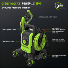 Greenworks nozzle selection display with five tips for versatile cleaning