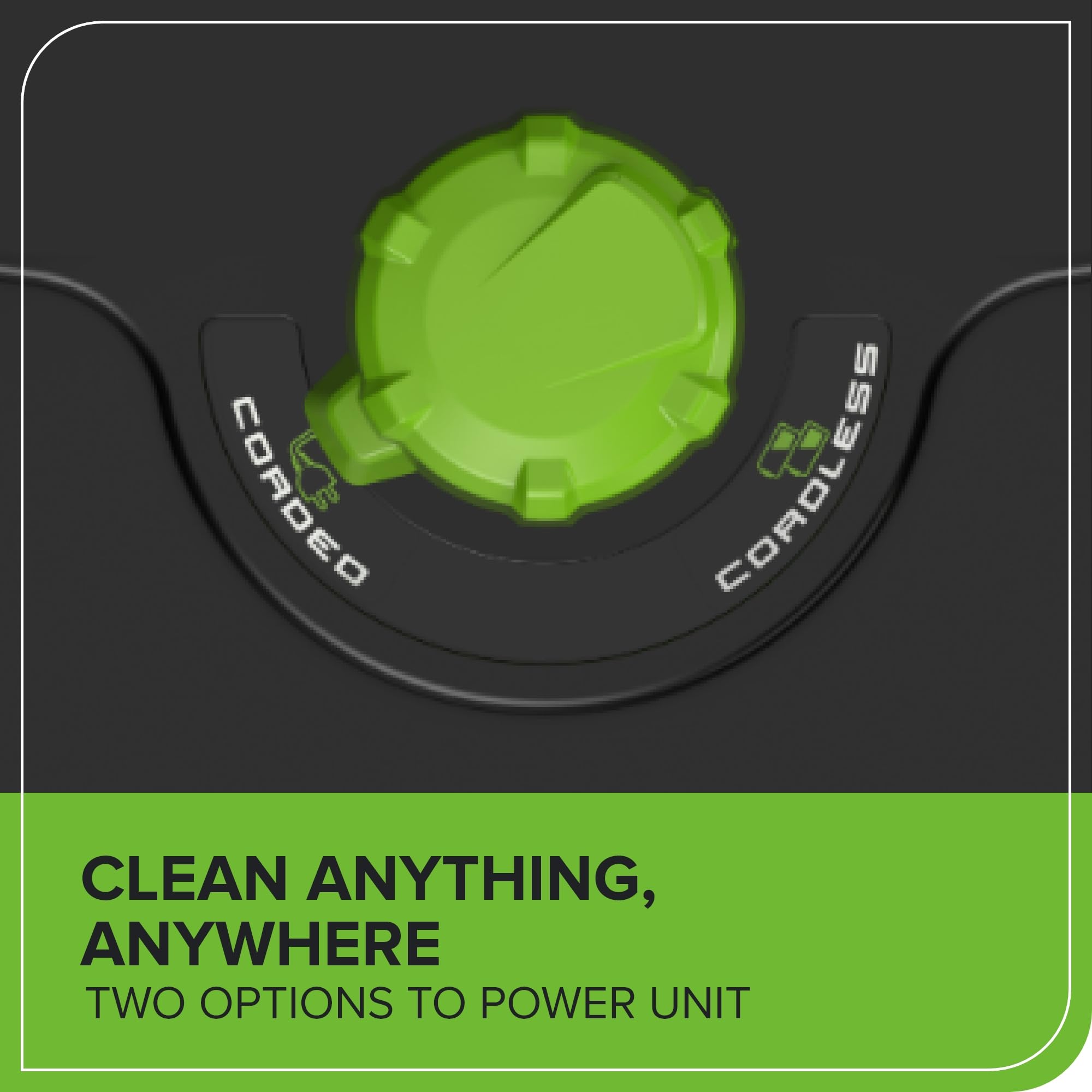 Greenworks onboard soap tank open to show detergent reservoir for soaping surfaces