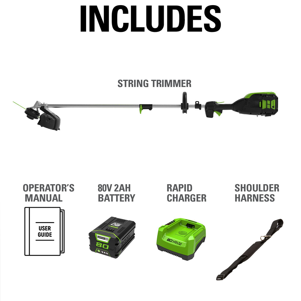 Greenworks PAC attachment layout displaying compatible edger polesaw and hedge options