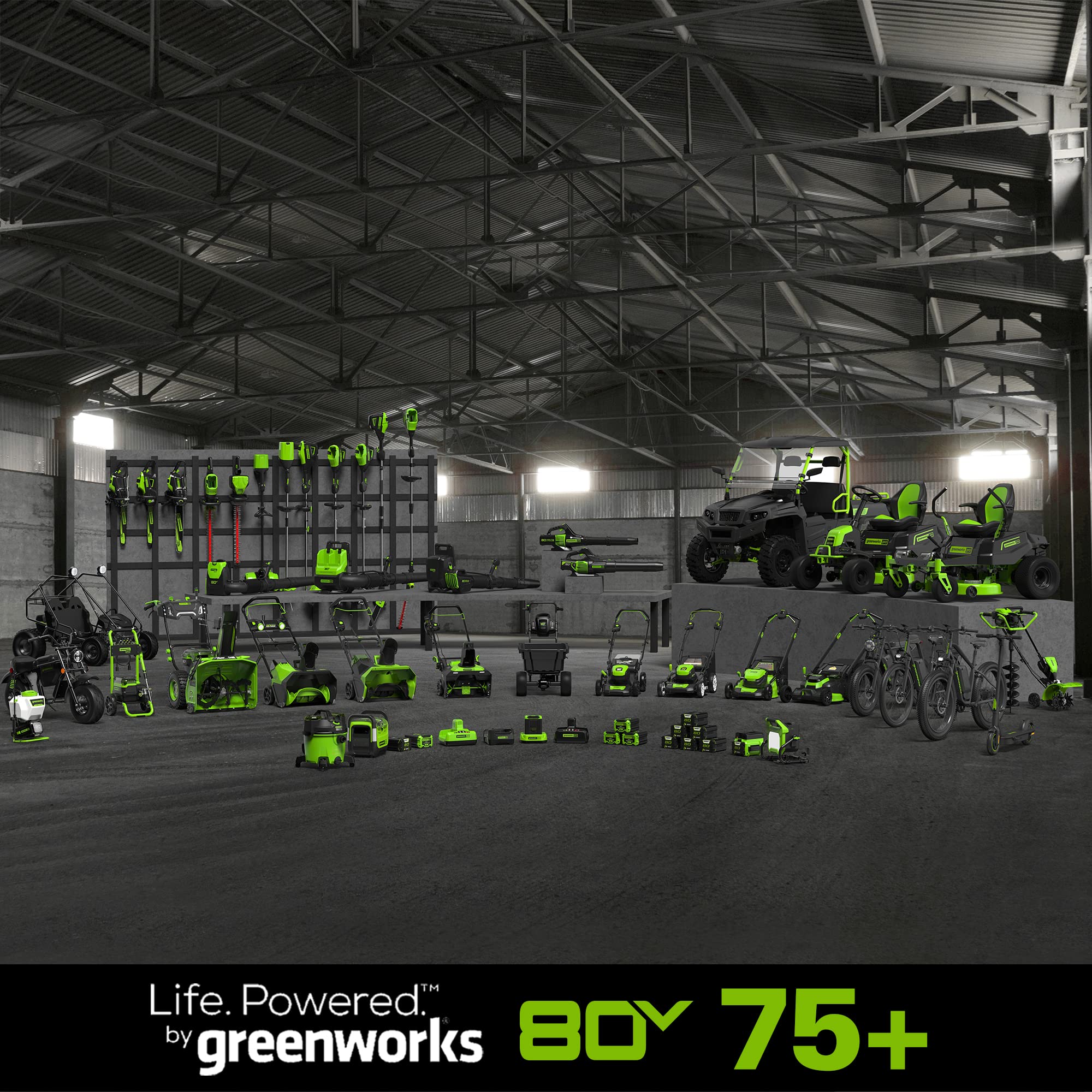 Greenworks packaged kit with trimmer, 2.0Ah battery and charger for immediate use