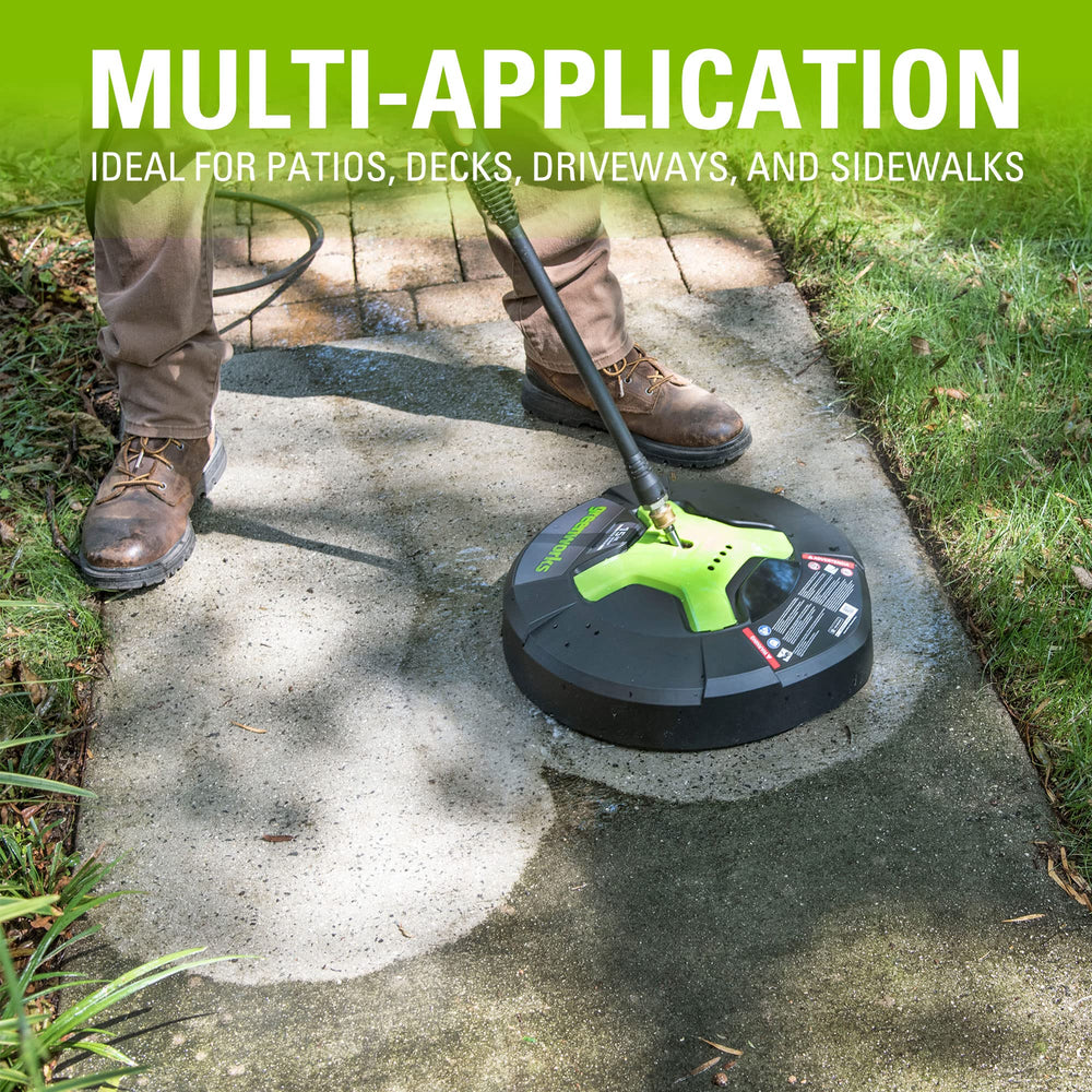 GreenWorks product packaging and 3-year warranty label for added buyer confidence