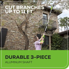 Greenworks pivoting head angle demo showing 7-position flexibility benefit