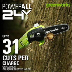 Greenworks polesaw cushioned overmold handle showing comfortable control