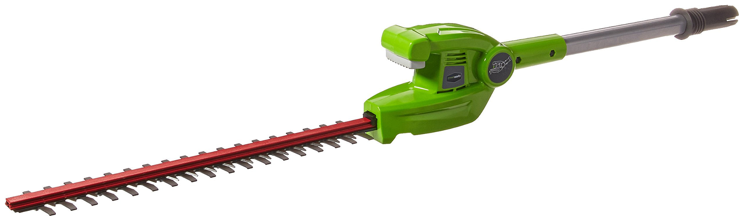 Greenworks power head front view showing blades and precise cutting benefit