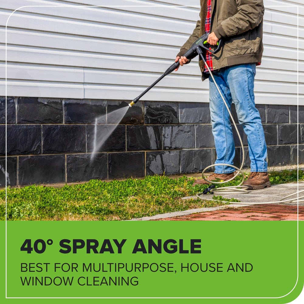 Greenworks pressure washer in use cleaning a car for efficient vehicle washing