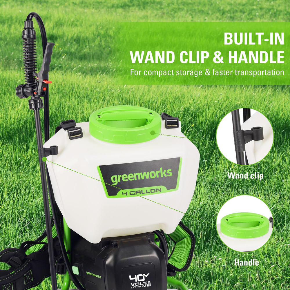 Greenworks padded shoulder strap closeup for comfort during extended use